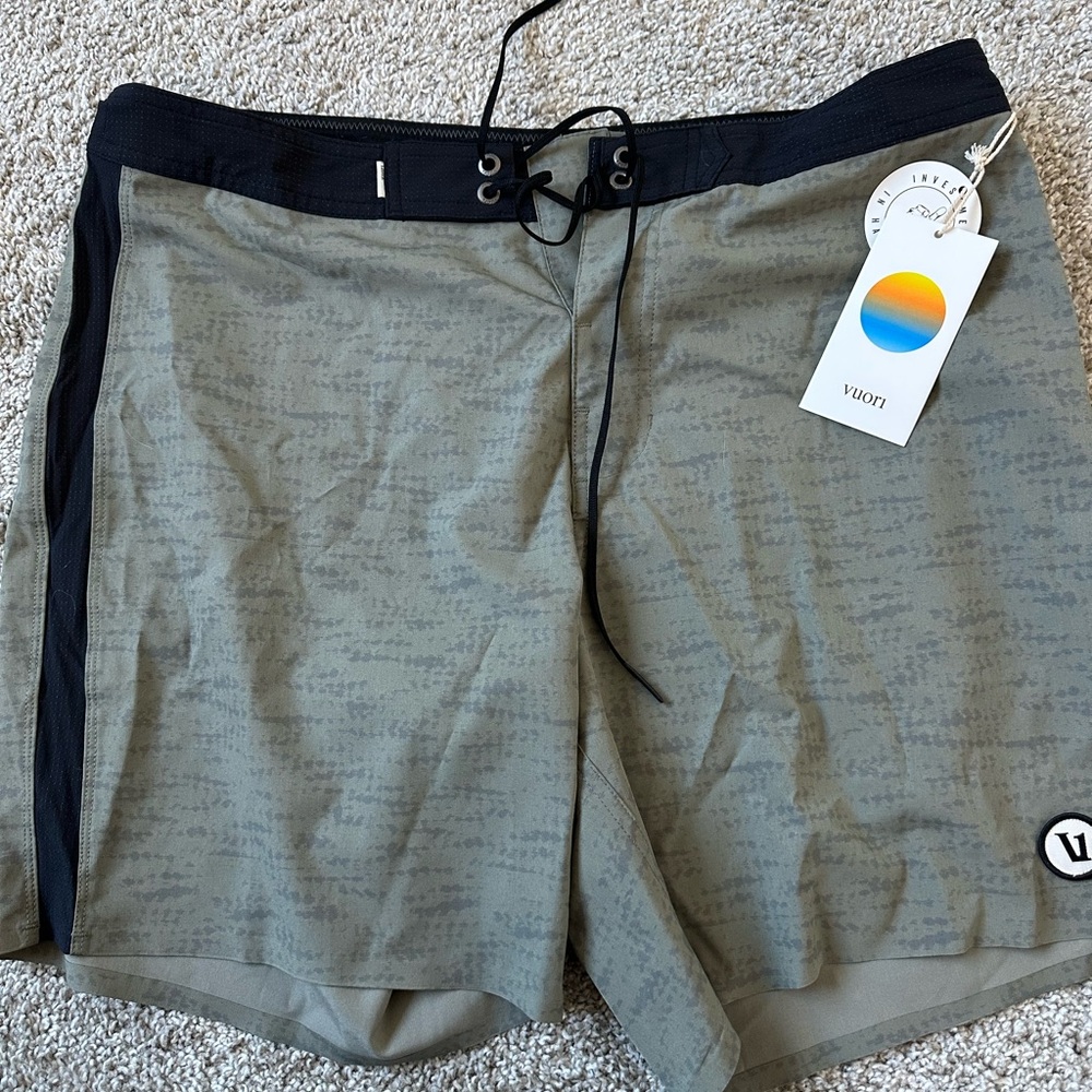 Vuori Olive and Black Athletic Shorts